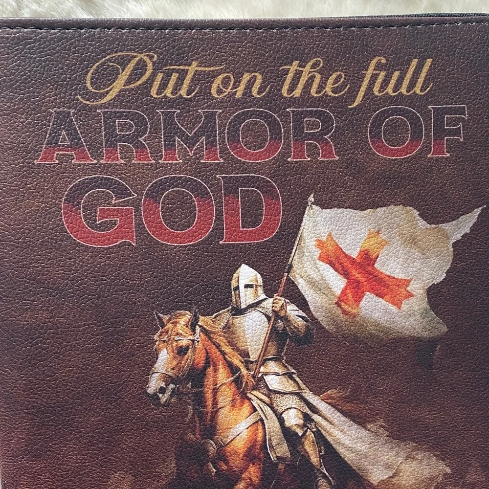Jesus Spirit Faux Leather Bible Cover Carrying Case with inside storage